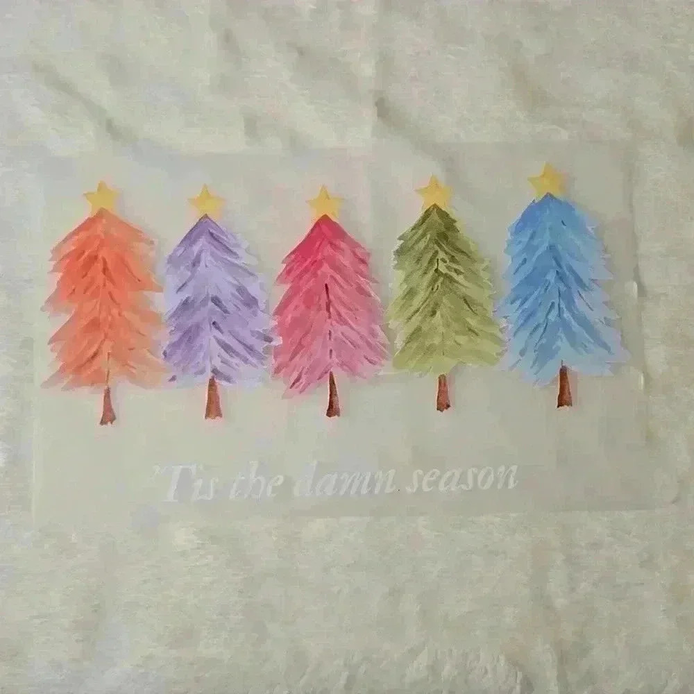 Colorful Taylor Swift Christmas Tree 'Tis The Damn Season DTF Transfer